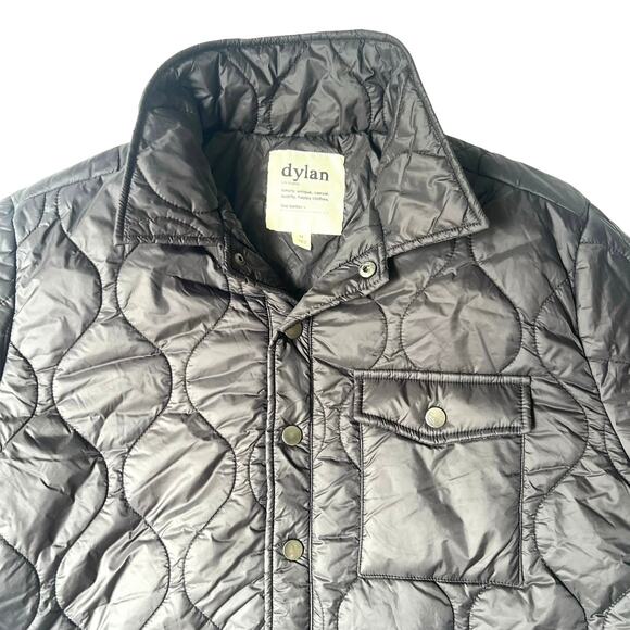 Dylan Women’s XL Black Quilted Nylon Jacket Snap Front Lightweight Chic - Picture 4 of 8